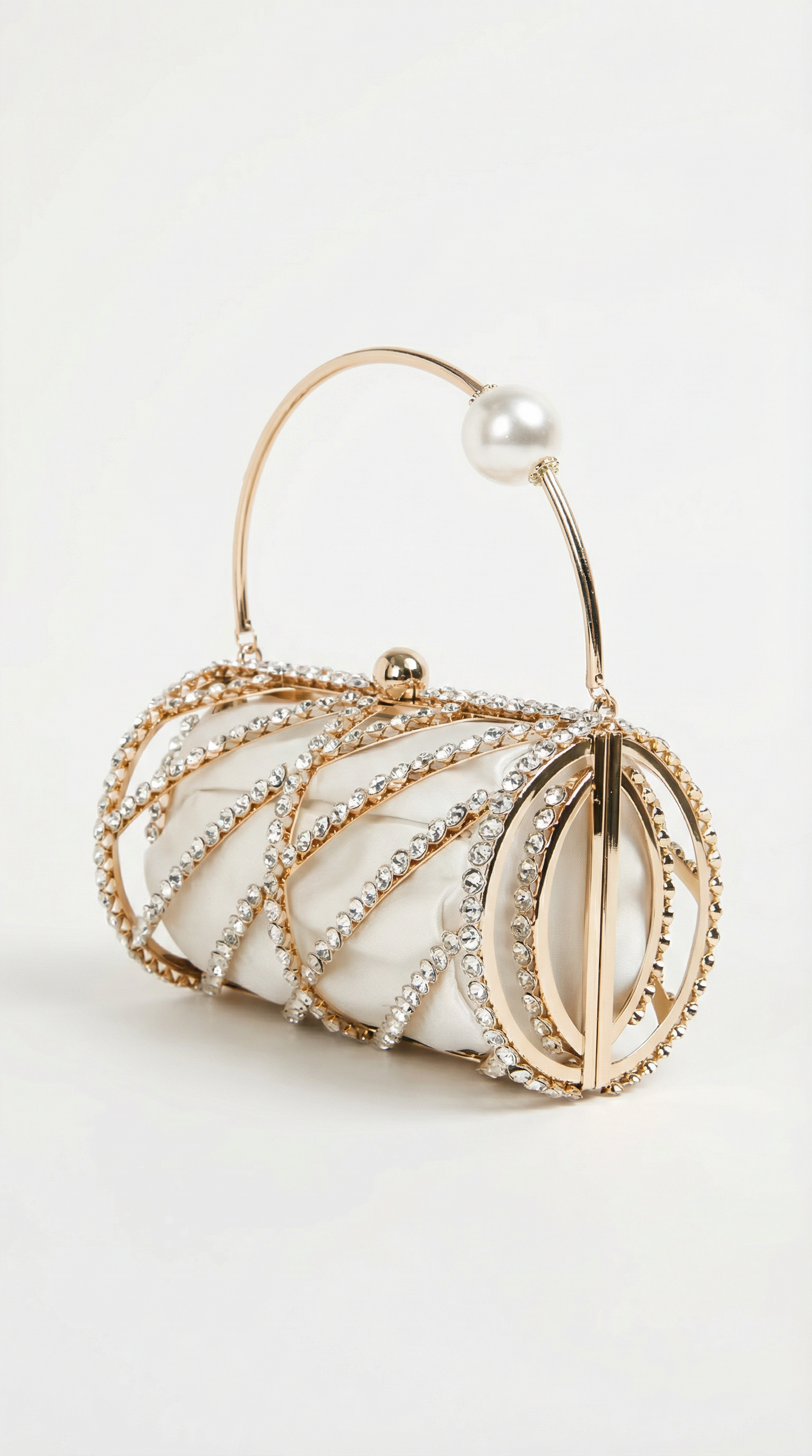 Diamond-Encrusted Horizontal Barrel Clutch Bag