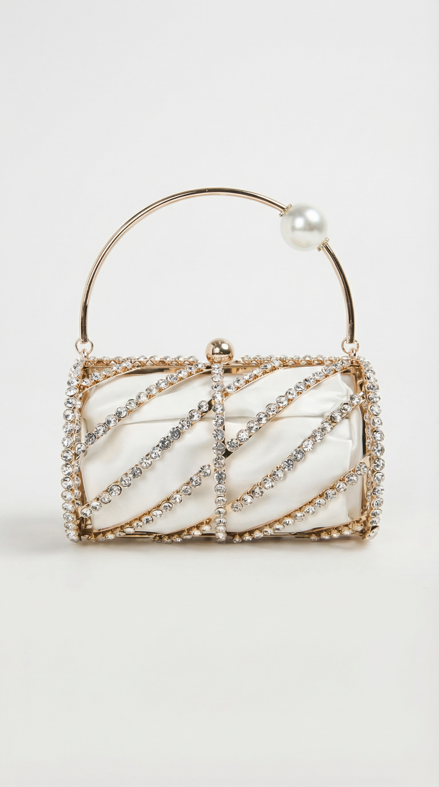 Diamond-Encrusted Horizontal Barrel Clutch Bag