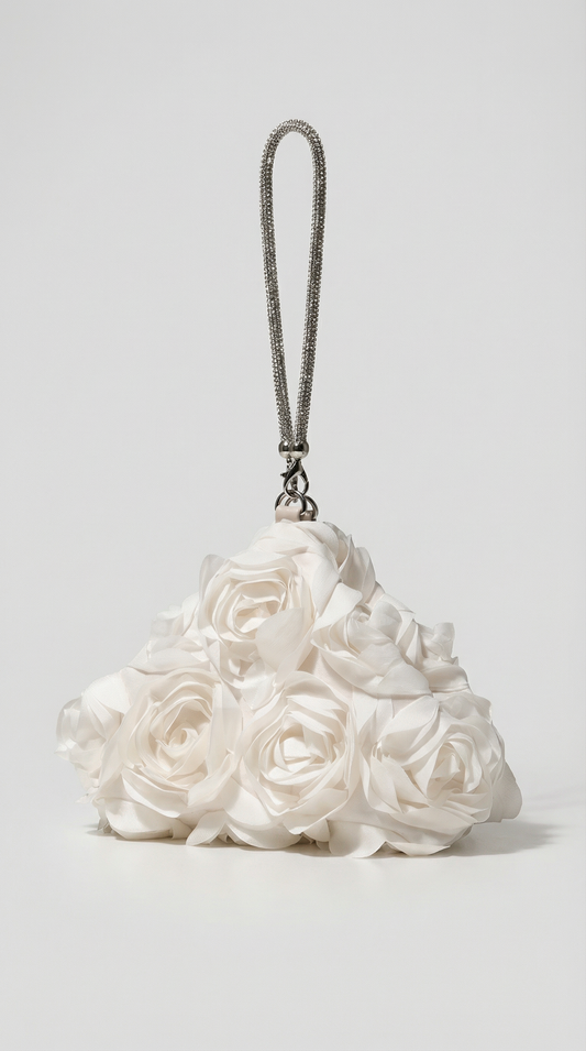 Beige Romantic Floral Petal Evening Bag