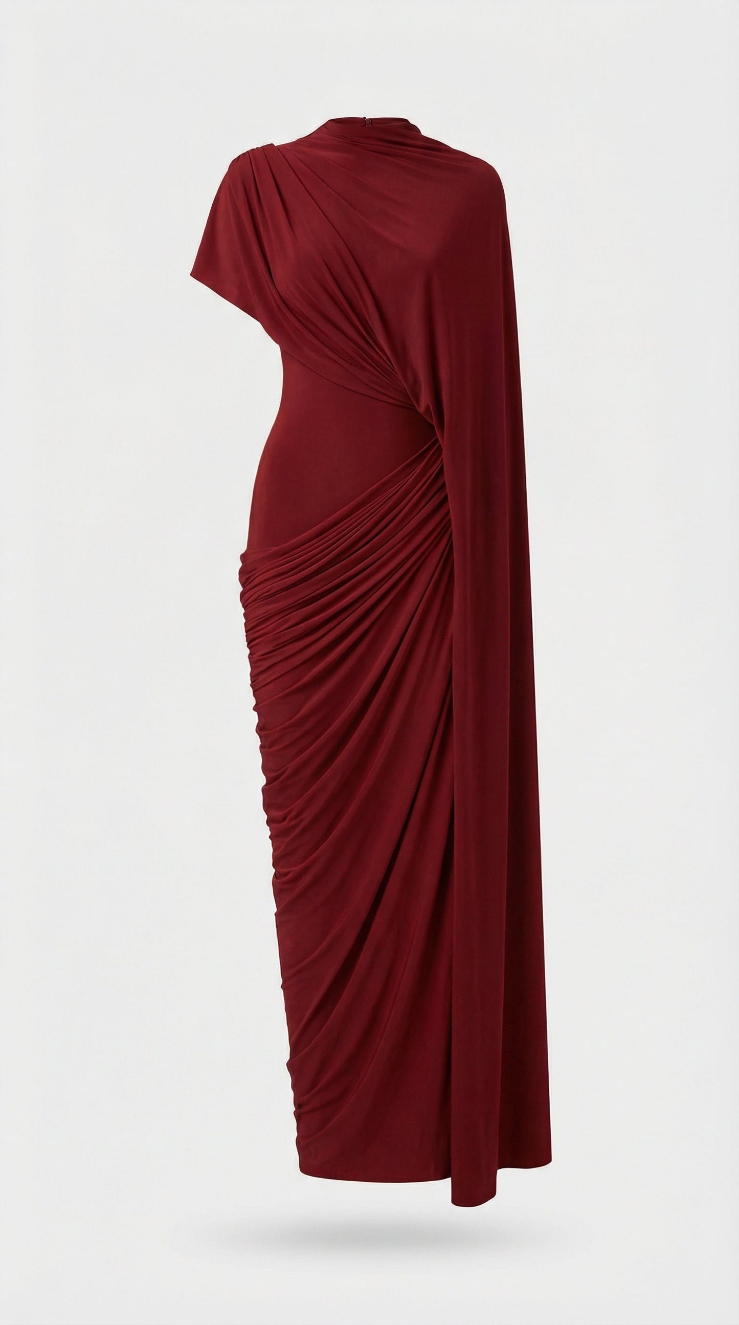 Greek-Style Draped Wrap Maxi Dress in Elegant Design