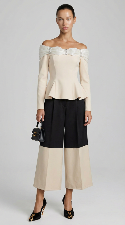 Wide Leg High-Waisted Casual Trousers