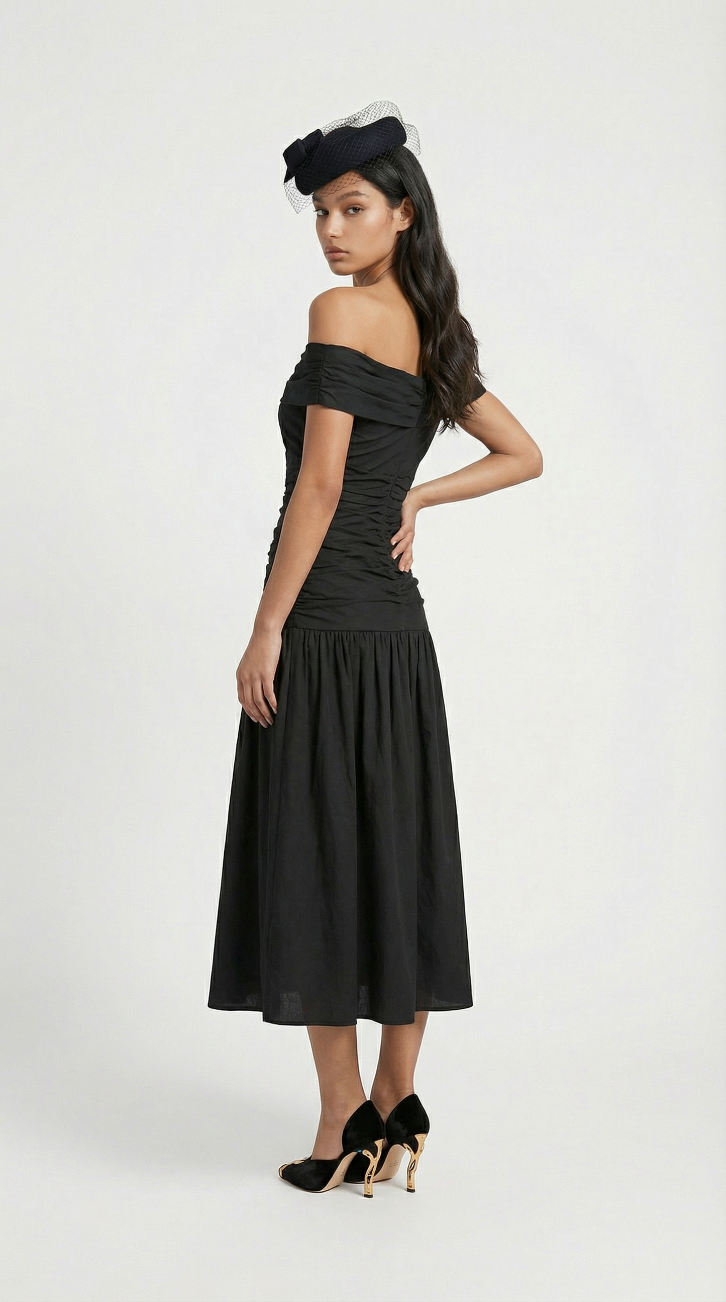 British Retro Wool Beret with Bow Veil