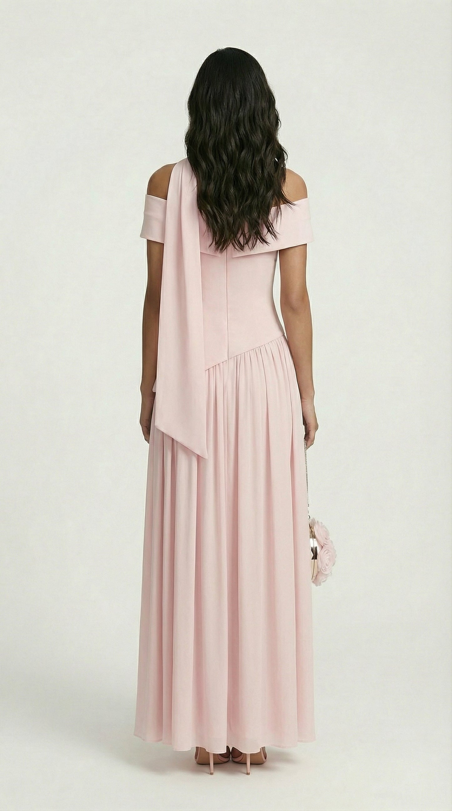 Strapless Pink Dress with Dramatic High Slit