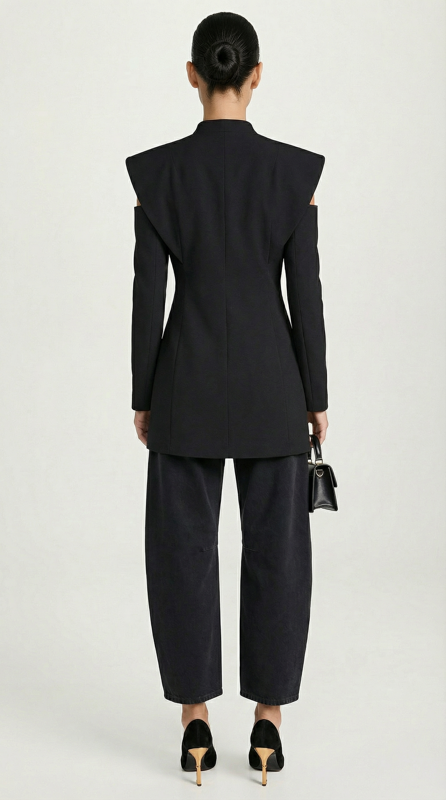 Avant-Garde Sculptural Cut-Out Blazer in Black