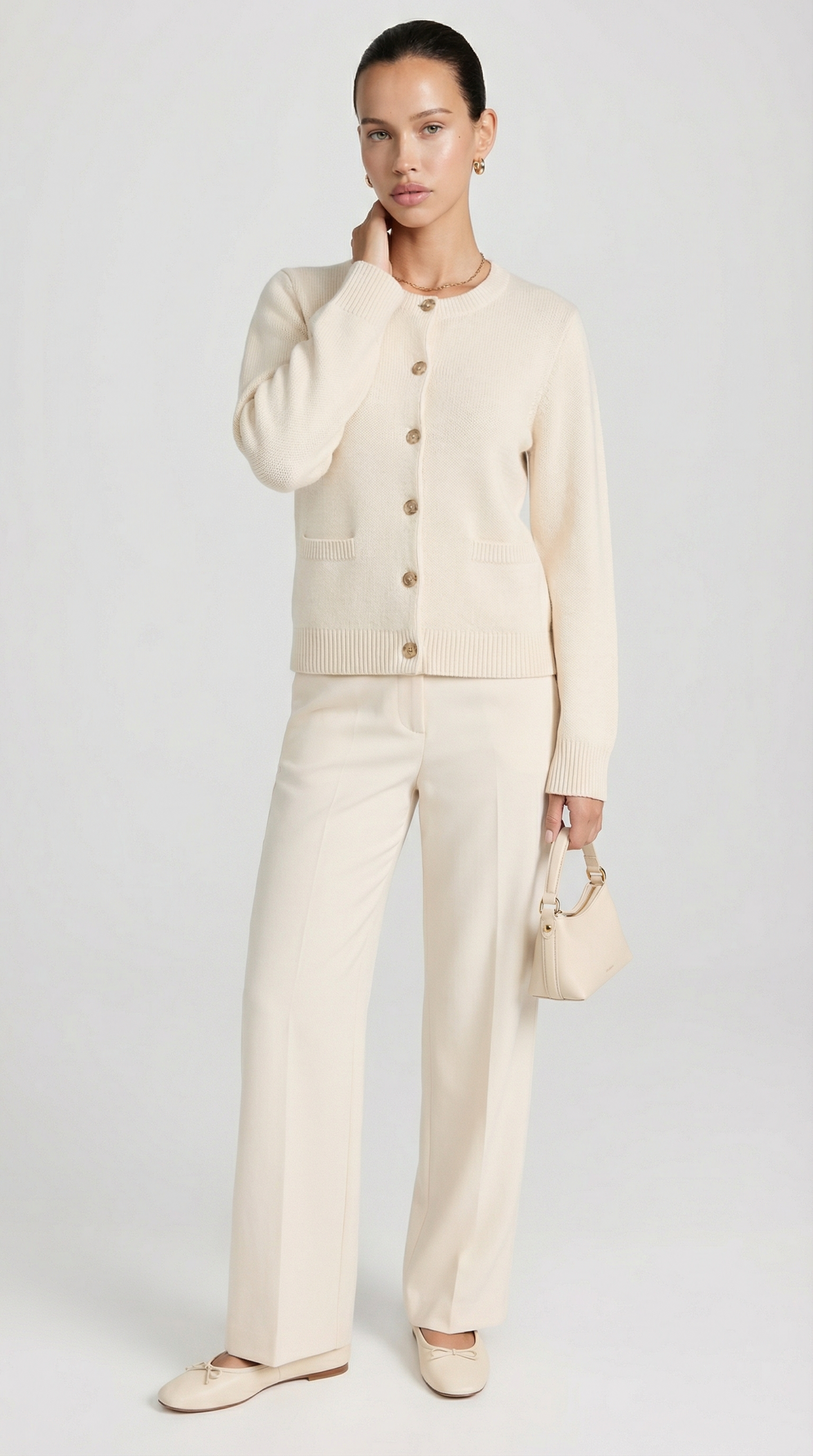 Minimalist Soft-Knit Ivory Cardigan