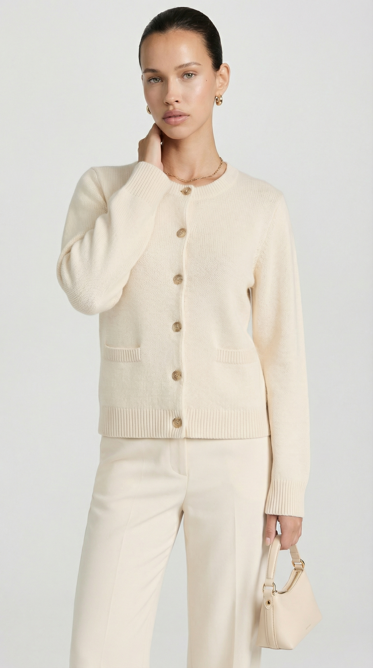Minimalist Soft-Knit Ivory Cardigan