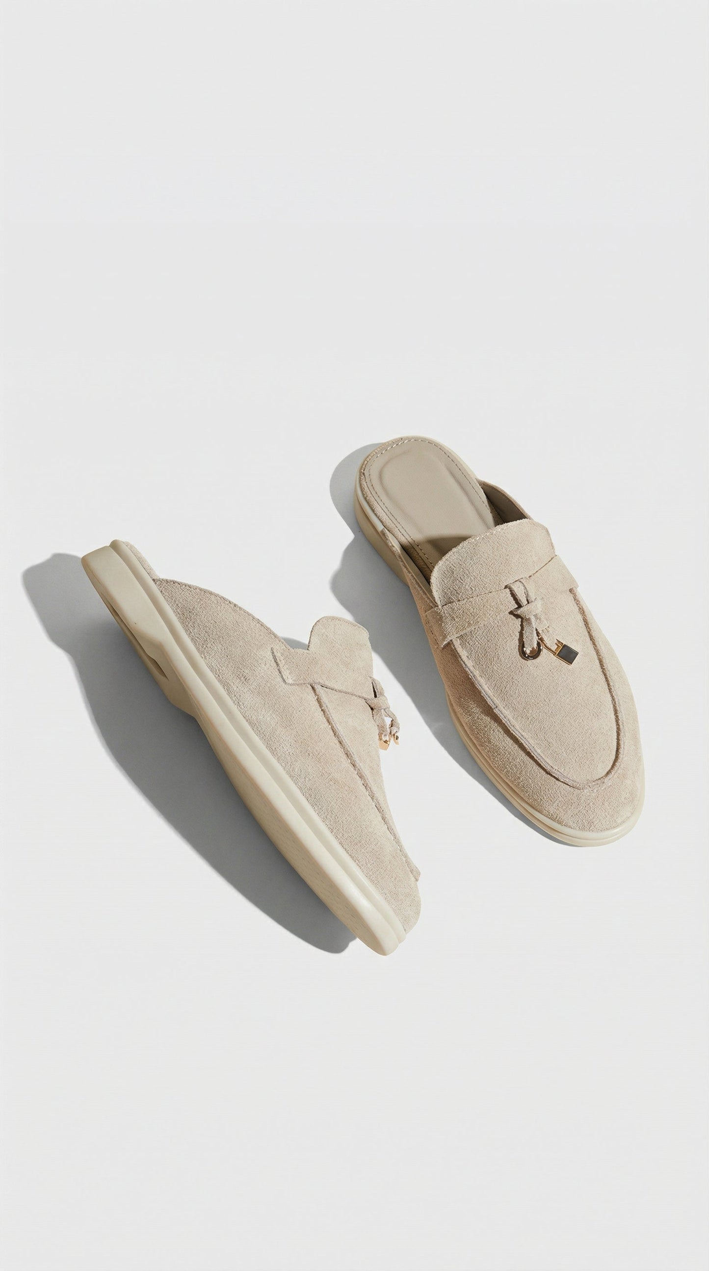 Ivory Natural Leather Slip-On Mules