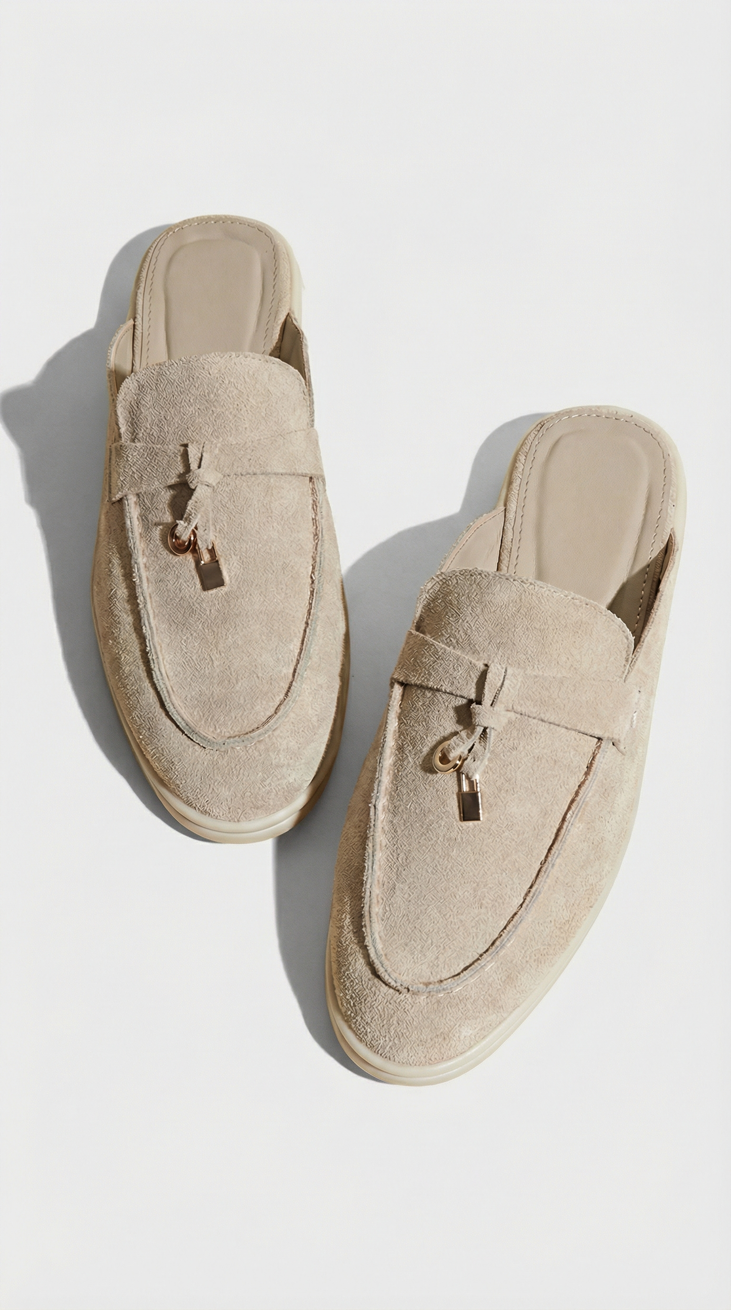 Ivory Natural Leather Slip-On Mules