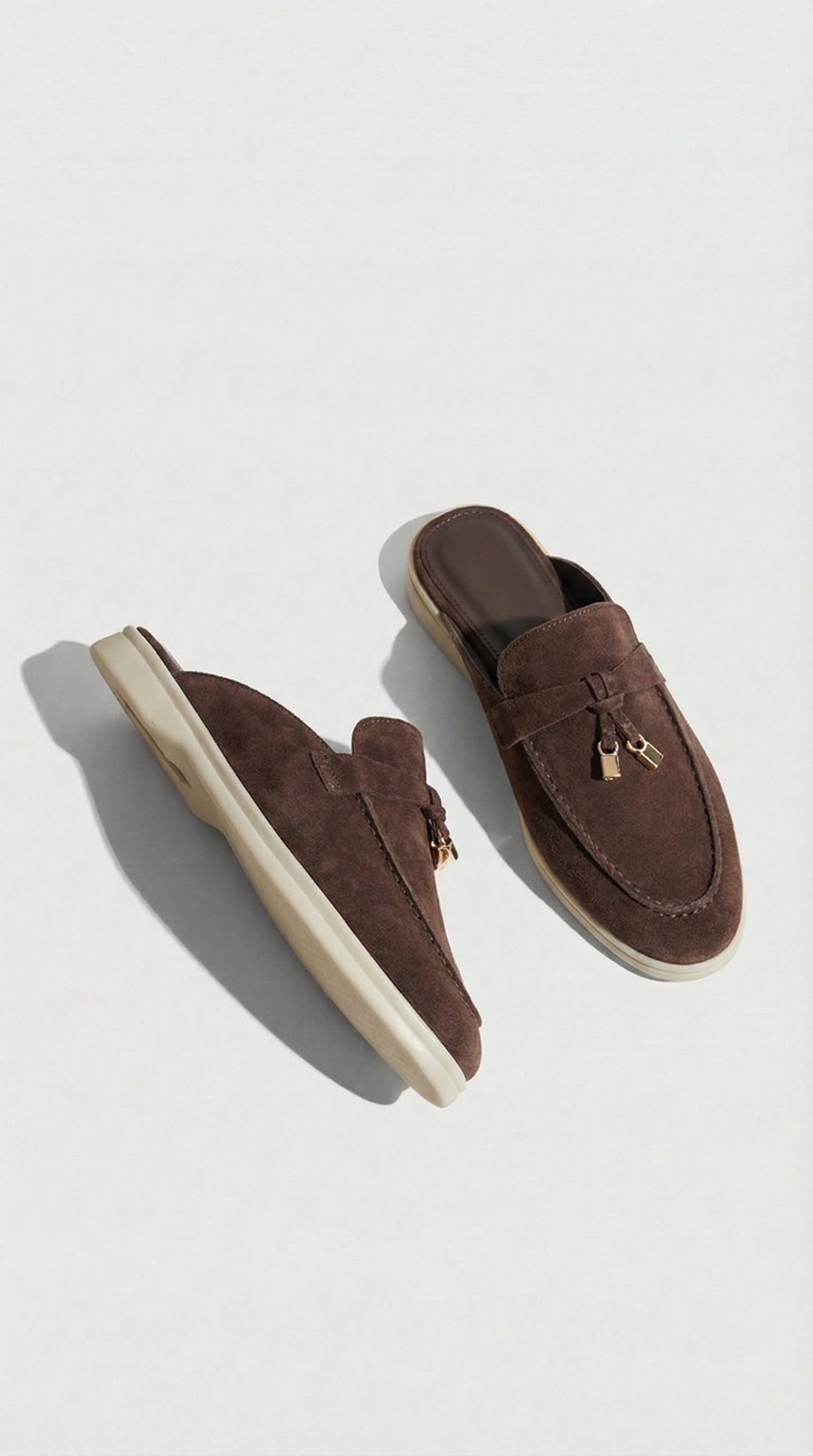 Brown Natural Leather Slip-On Mules