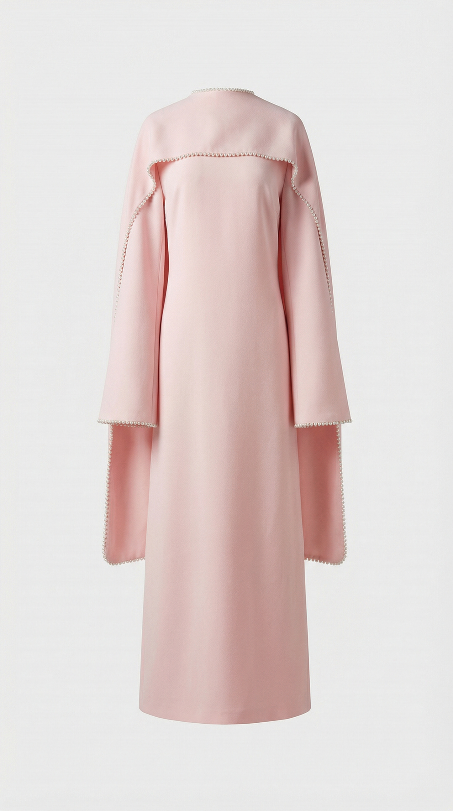 Heavy Beaded Long Bell Sleeve Cape Gown
