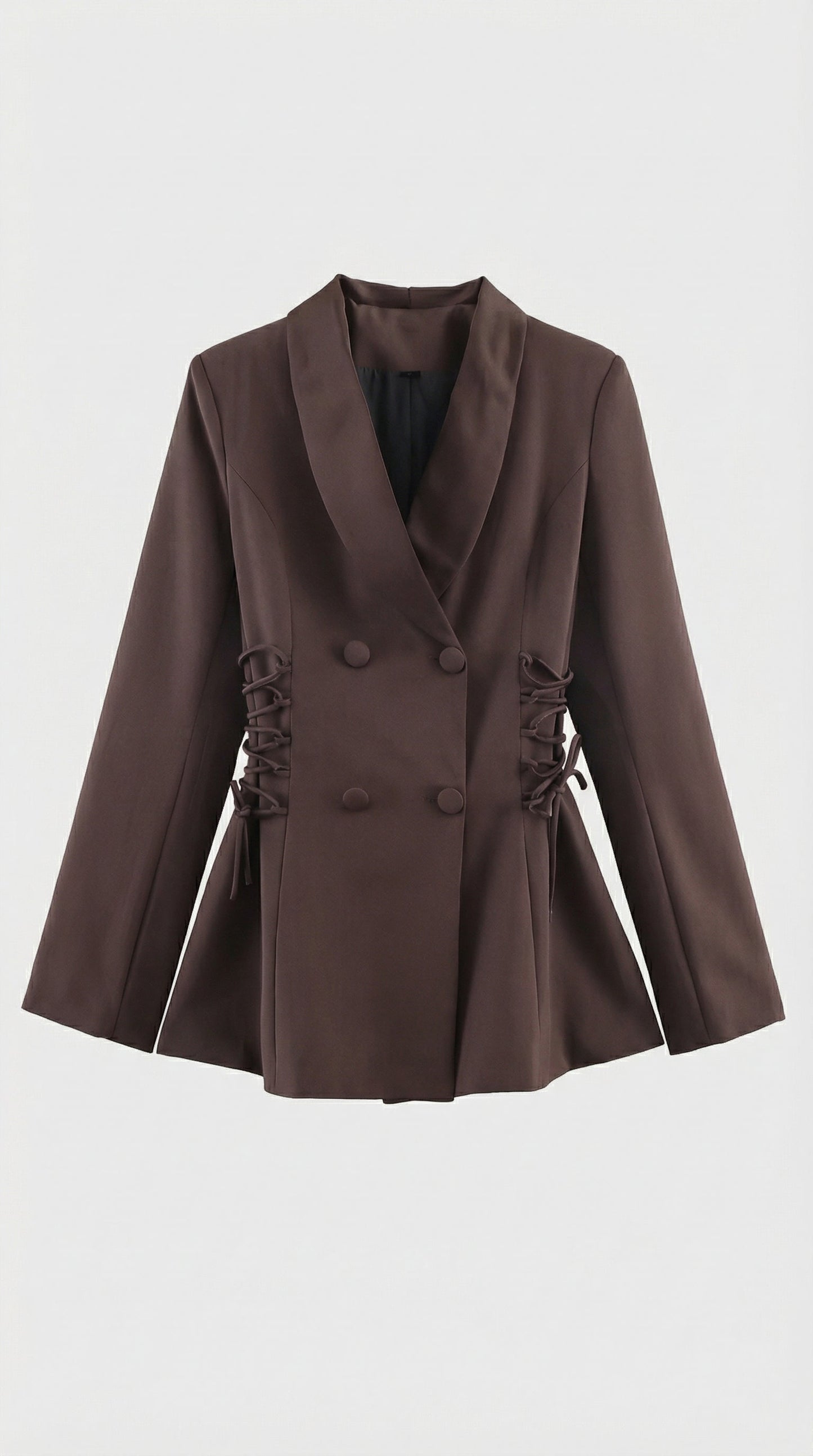 Coffee Brown Side Lace-Up Blazer