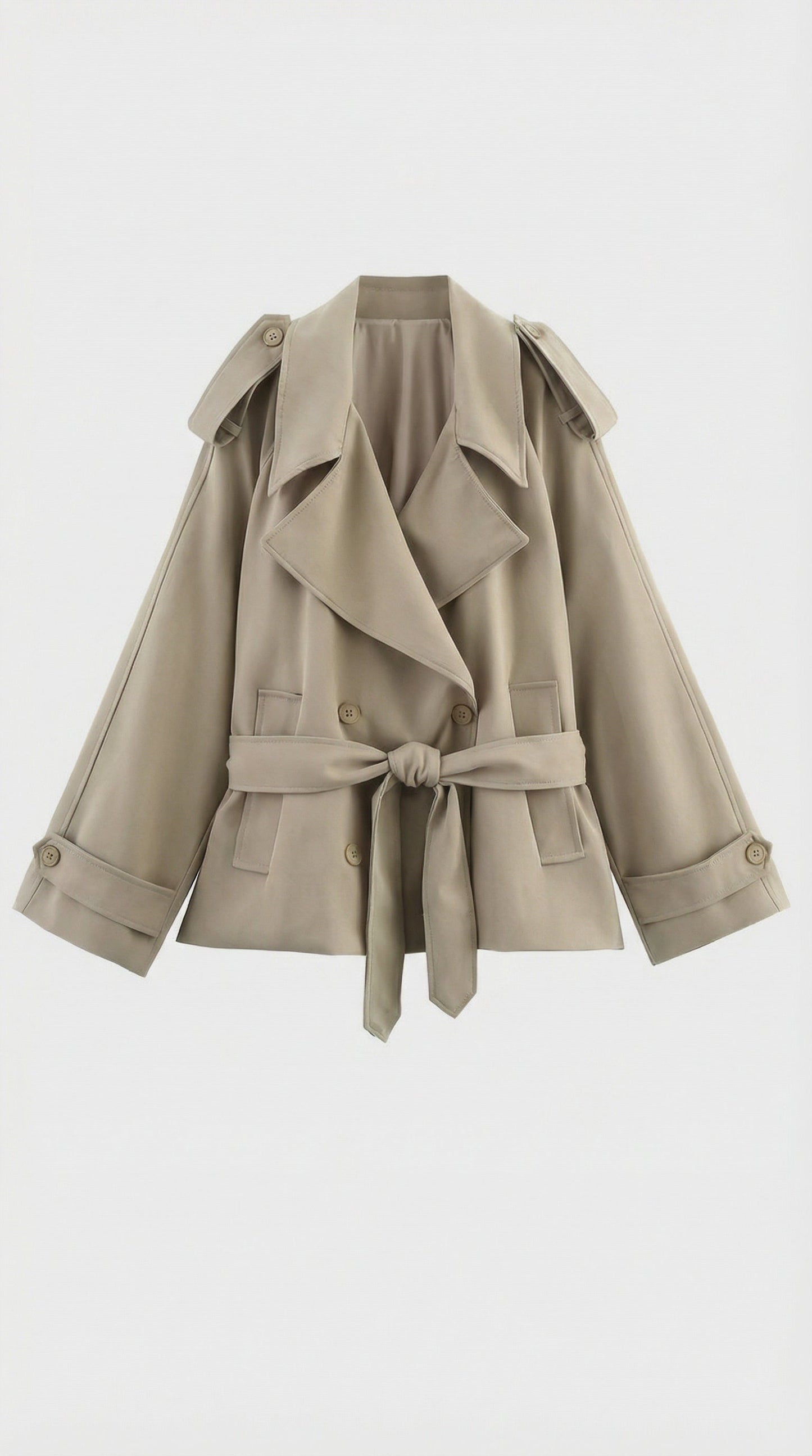 Vintage-Inspired Khaki Short Wind Coat