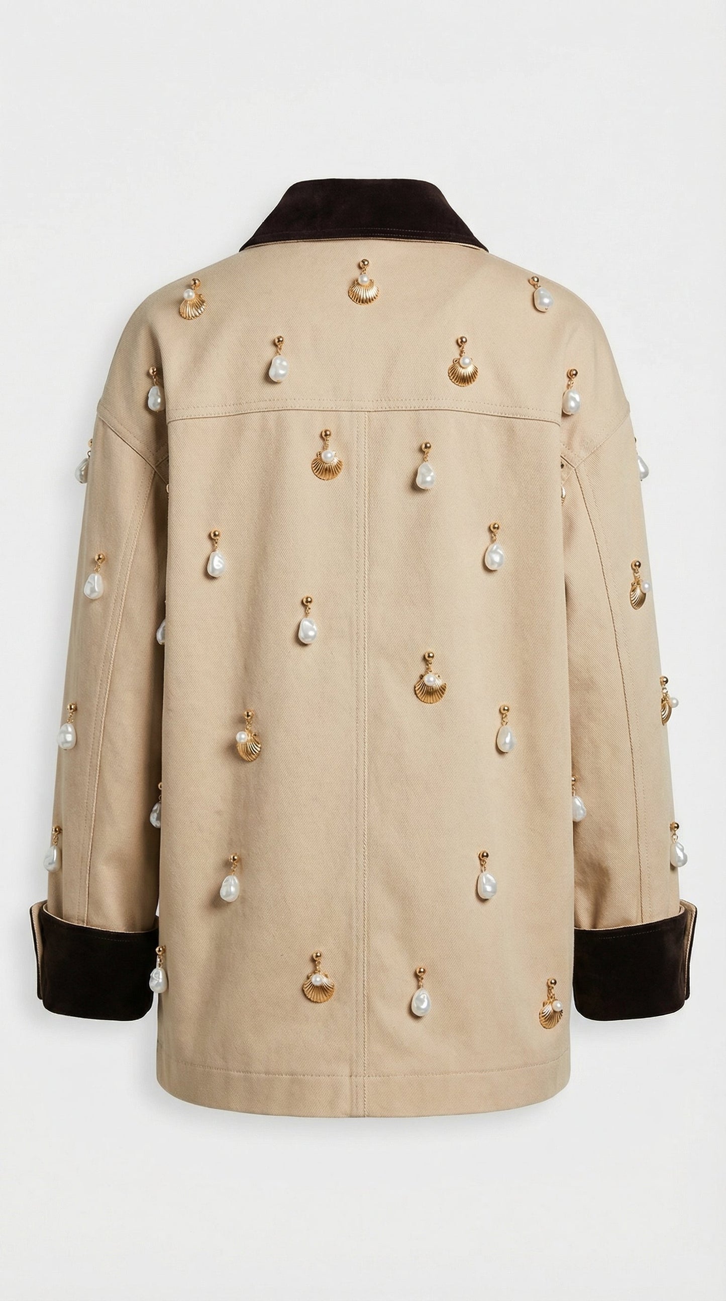 Pearl-Embellished Contrast Jacket