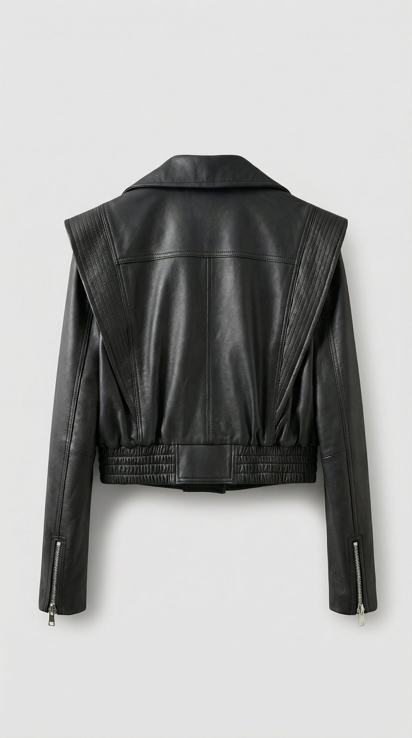 Black Short Biker Jacket in Genuine Leather