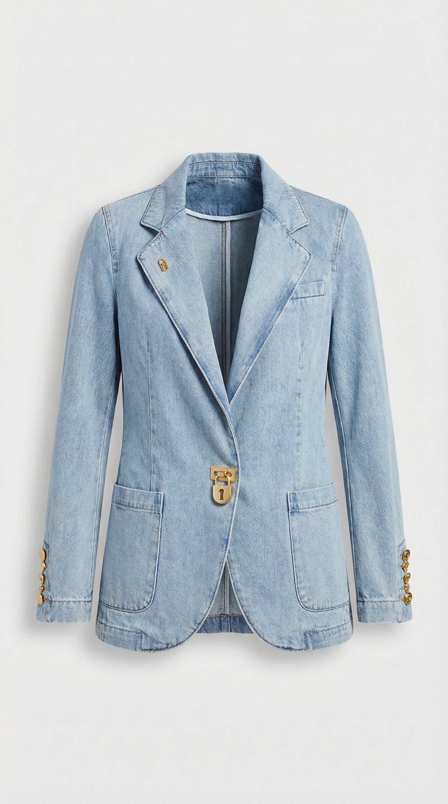 French-Inspired Cotton Denim Blazer