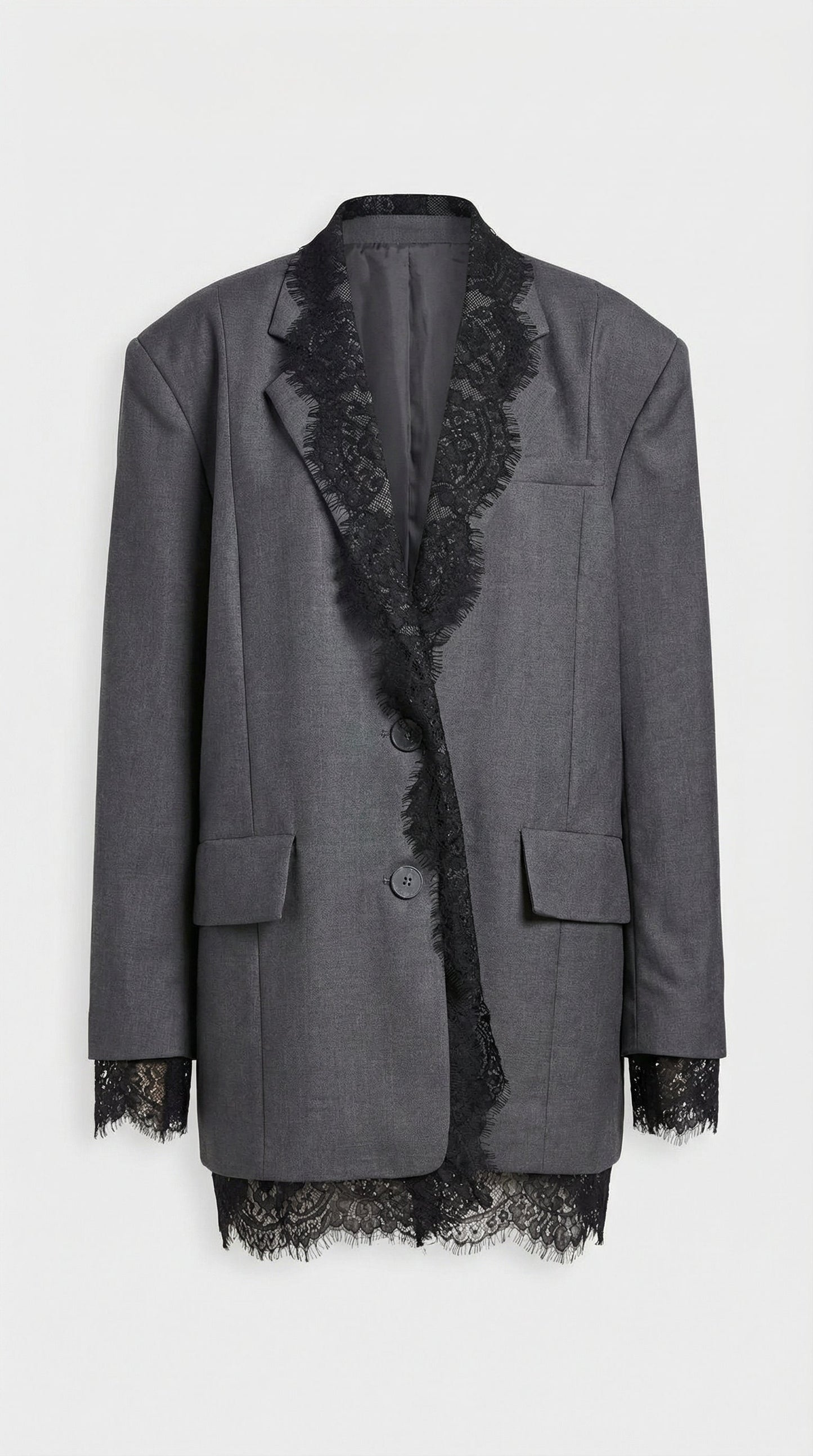 Chic Spliced Lace-Edge Blazer
