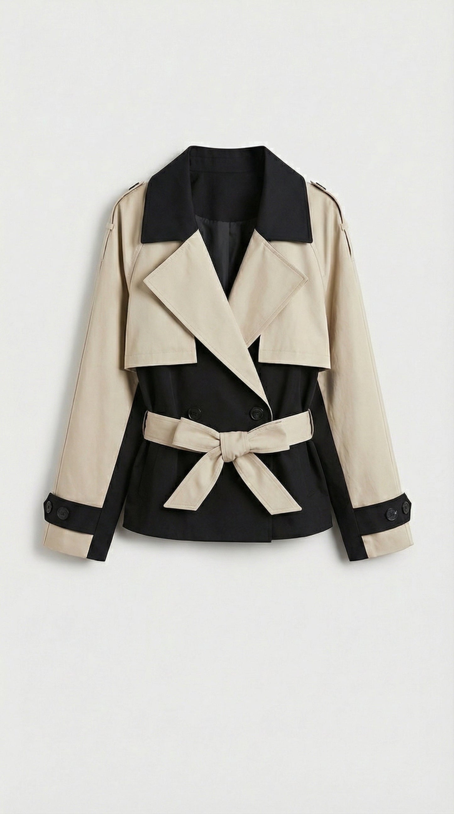 Contrasting Color Trench Jacket