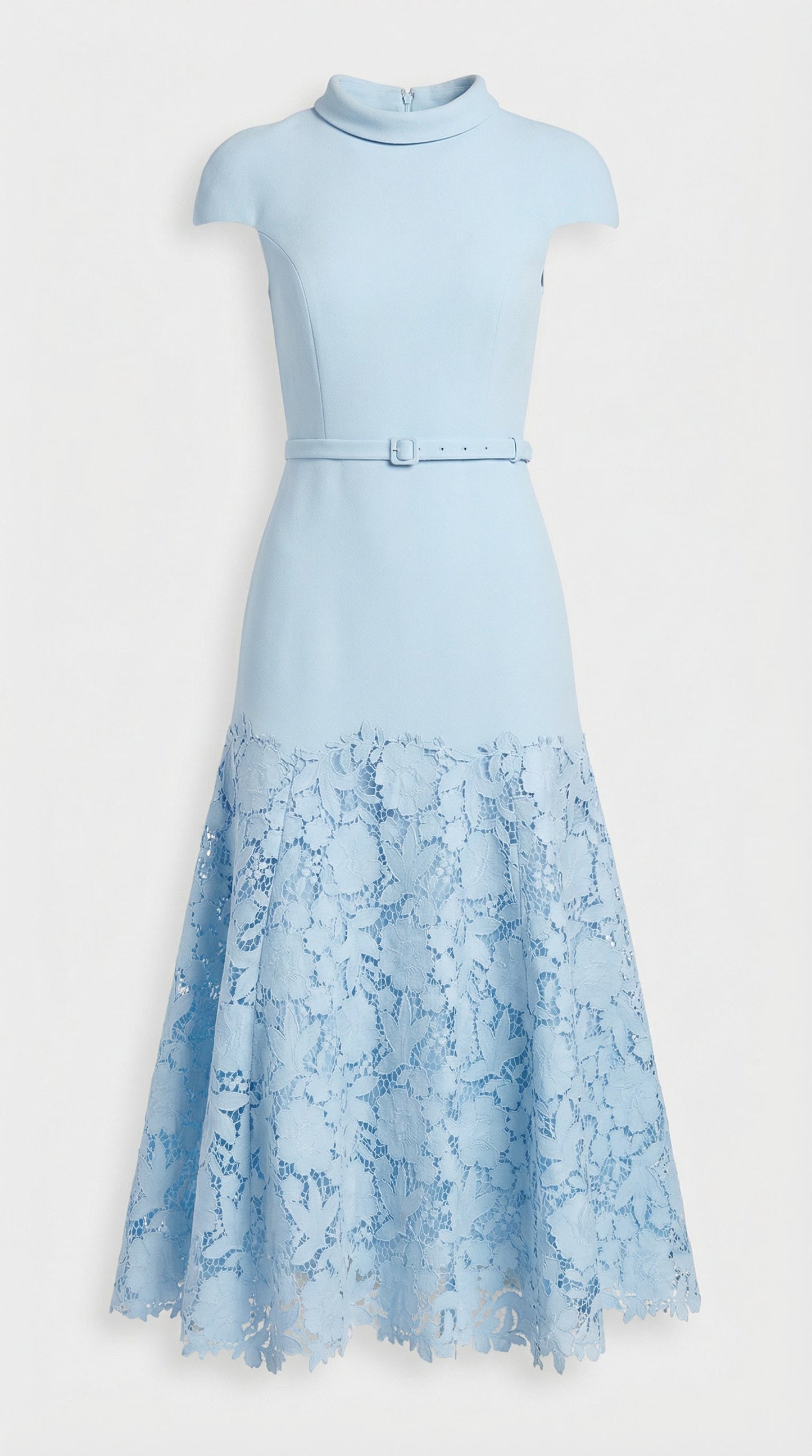 French Blue Lace Midi Dress
