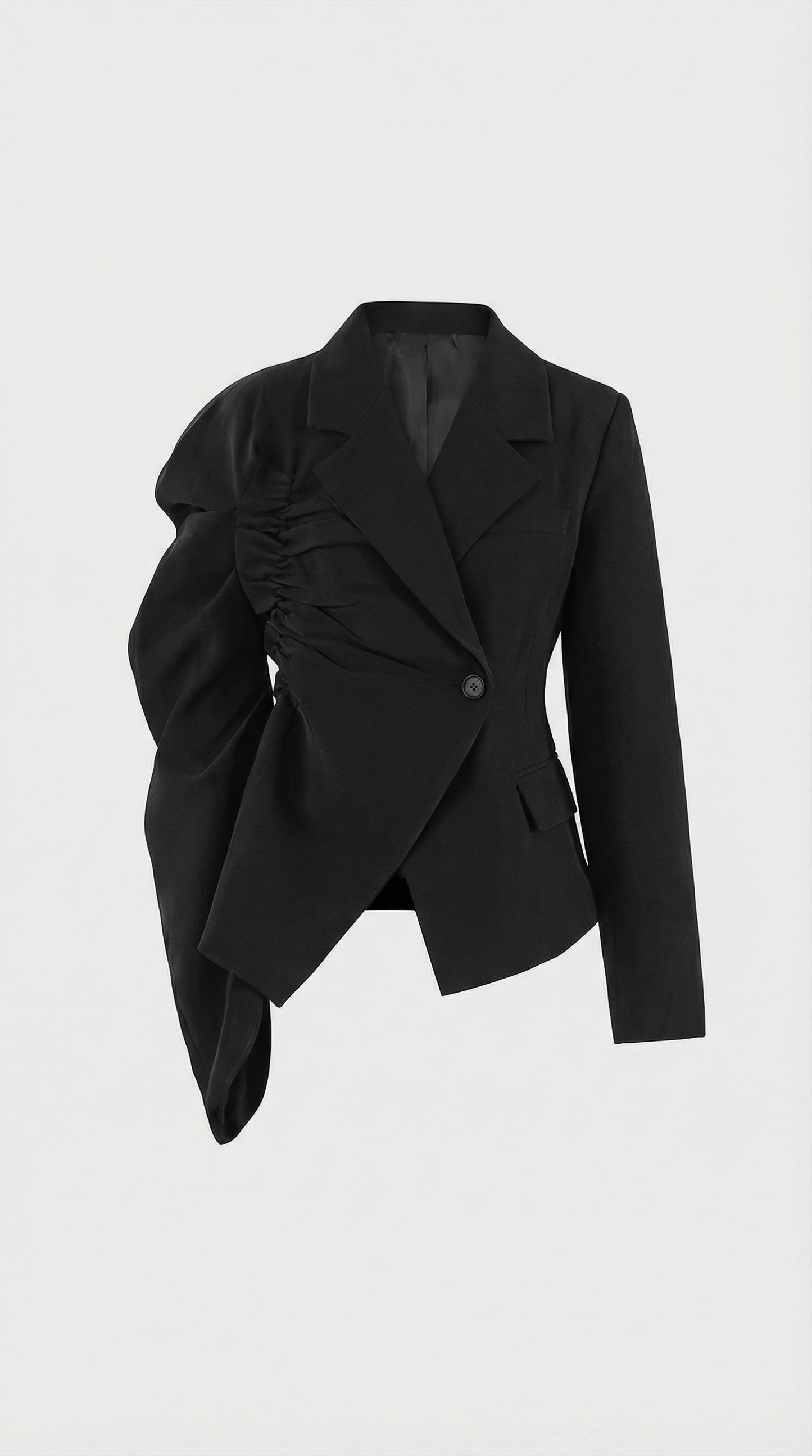 Asymmetric Side-Gathered Blazer in Elegant Design