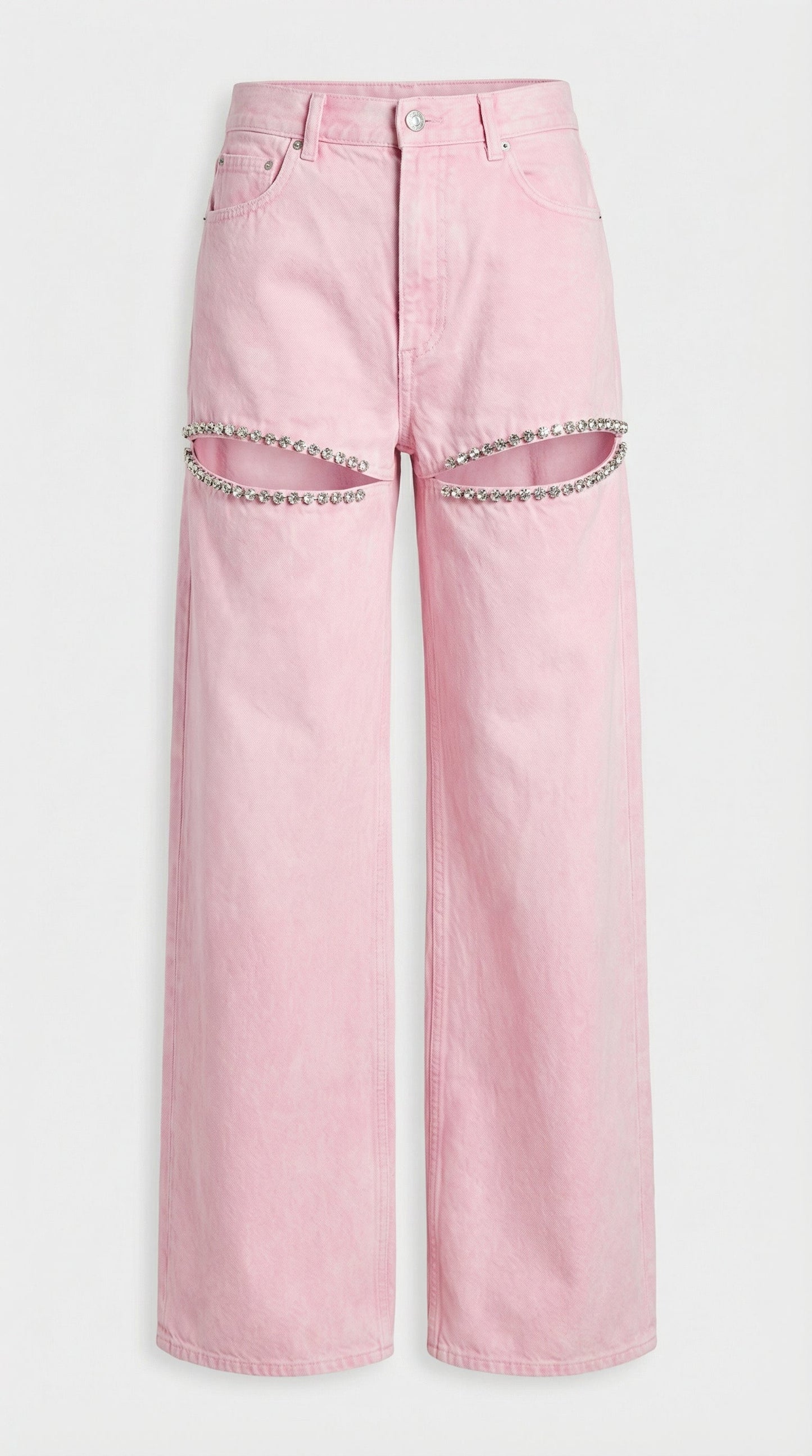 Spliced Diamond Wide-Leg Cotton Denim Jeans