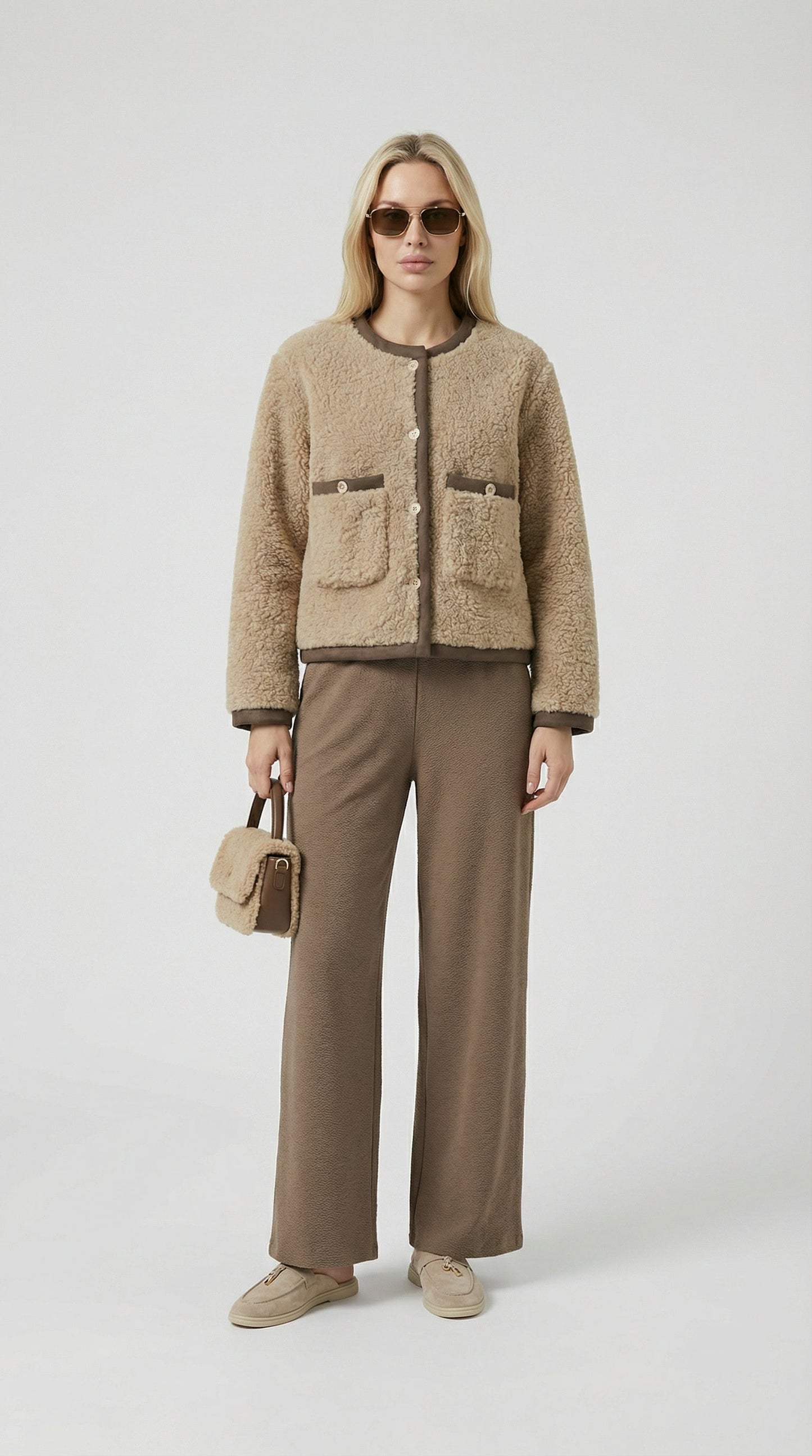 Brown Vegan Fur Short Jacket