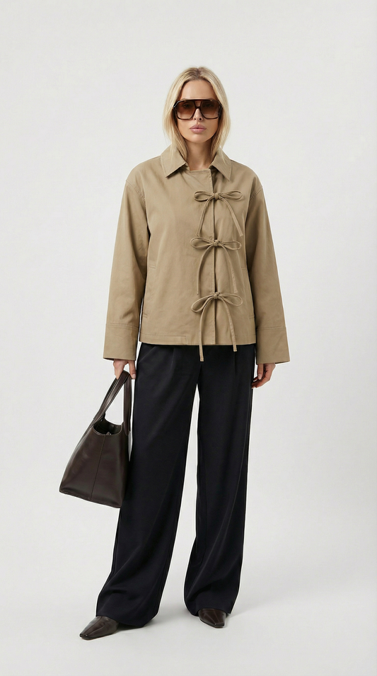 Chic Bow Tie Loose-Fit Jacket