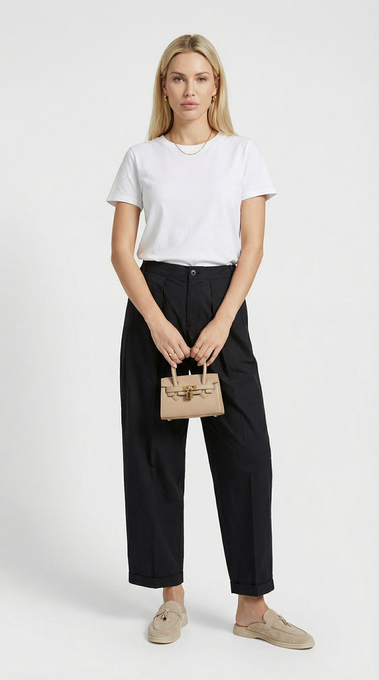 High-Rise Black Flare Pants