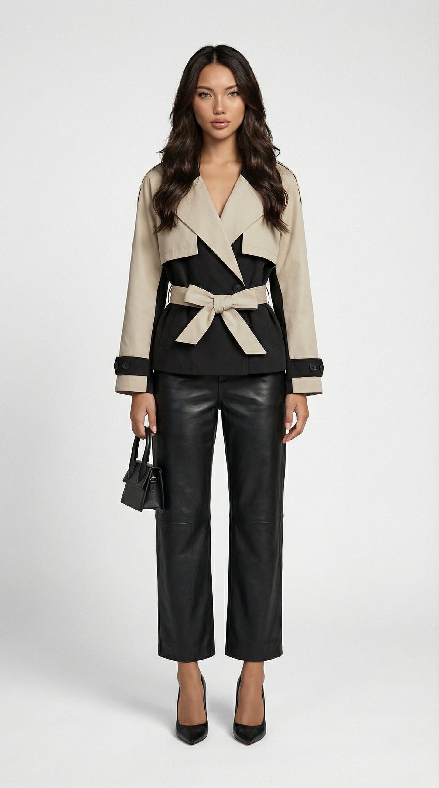 Contrasting Color Trench Jacket