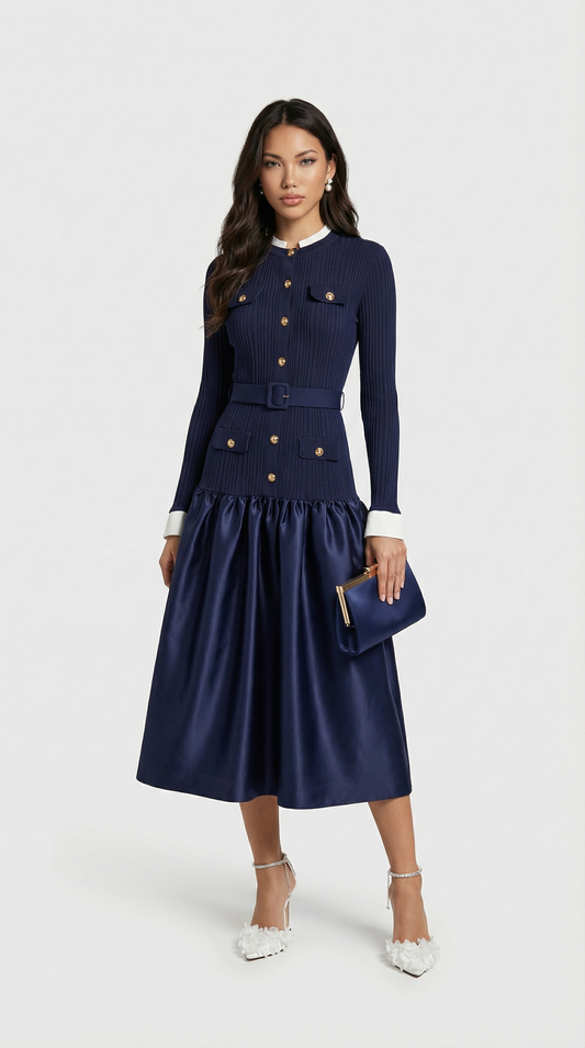Chic French-Style Spliced Dress