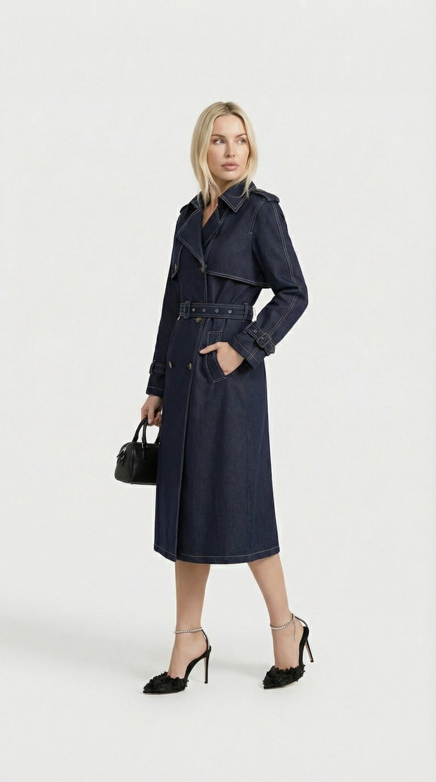 British Style Denim Trench Coat