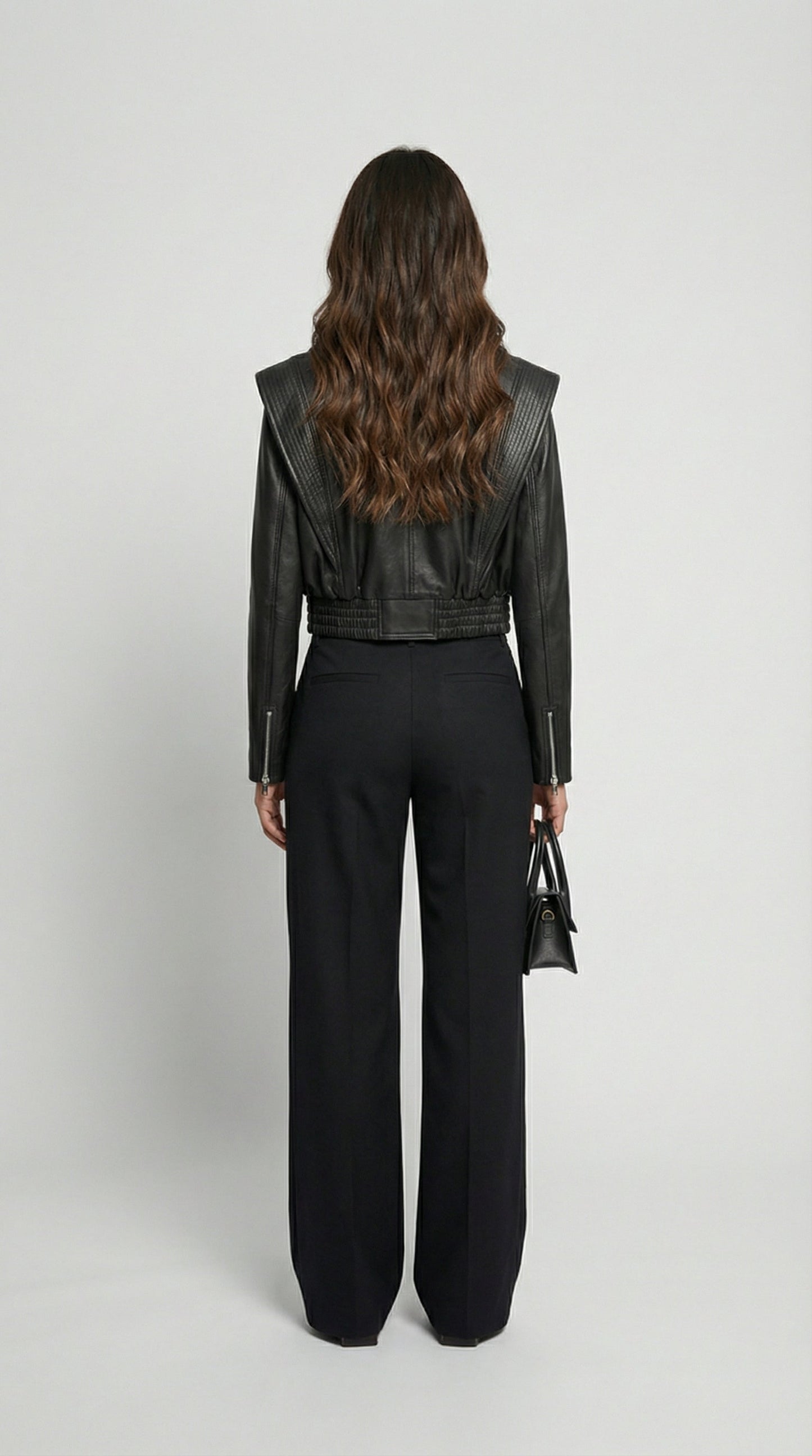 Black Short Biker Jacket in Genuine Leather