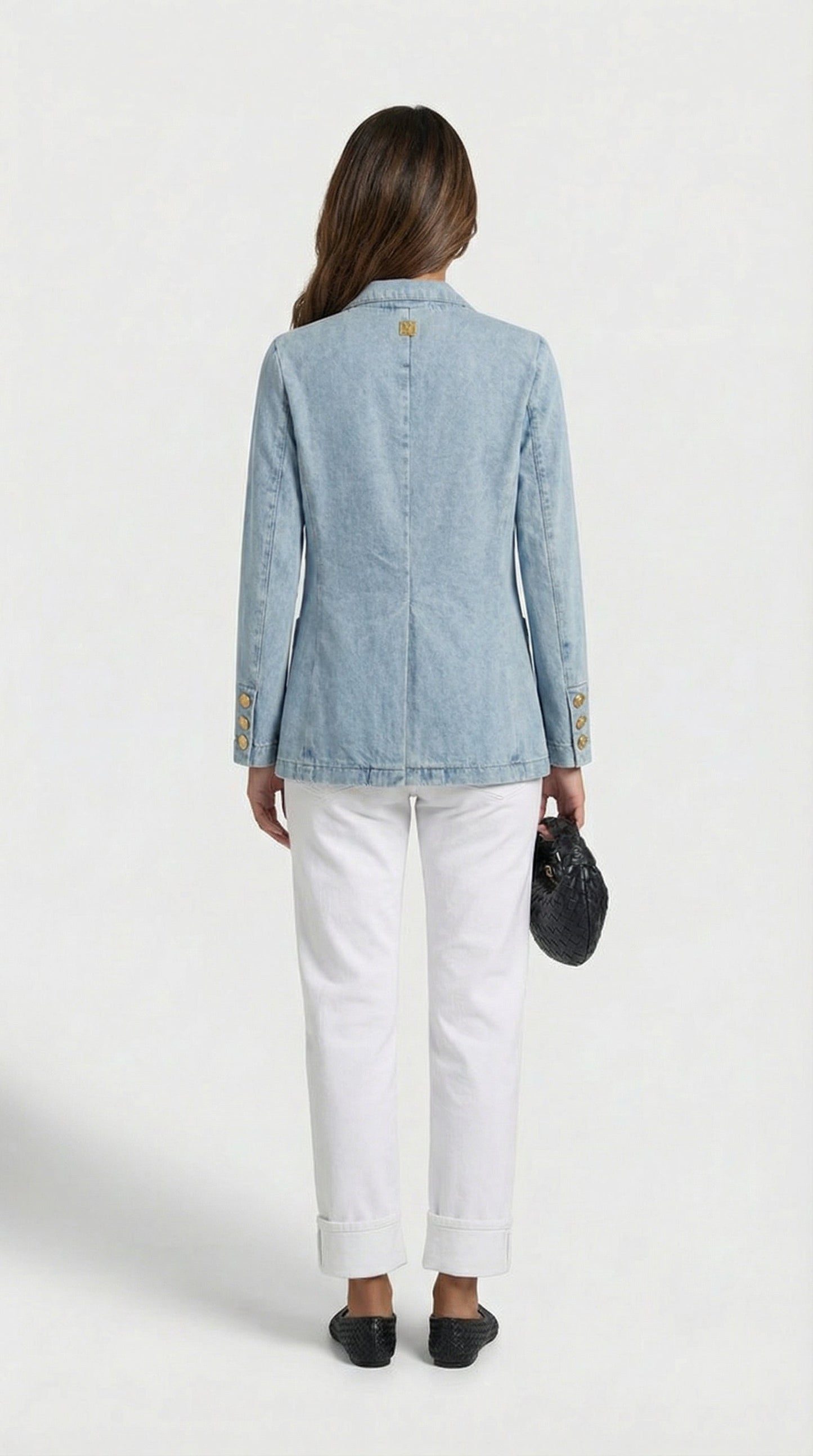 French-Inspired Cotton Denim Blazer