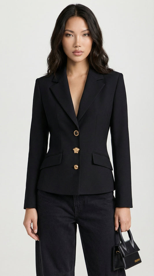 Spliced Laced-Up Slimming Blazer