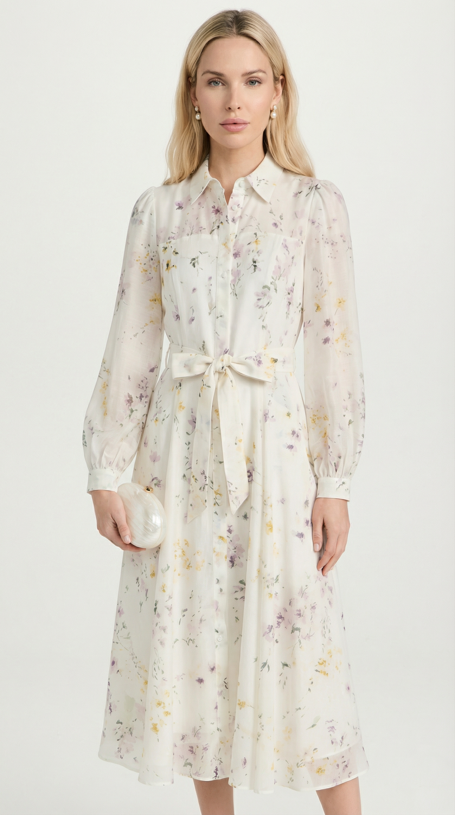 Printed Sheer Lace-Up Midi Dress