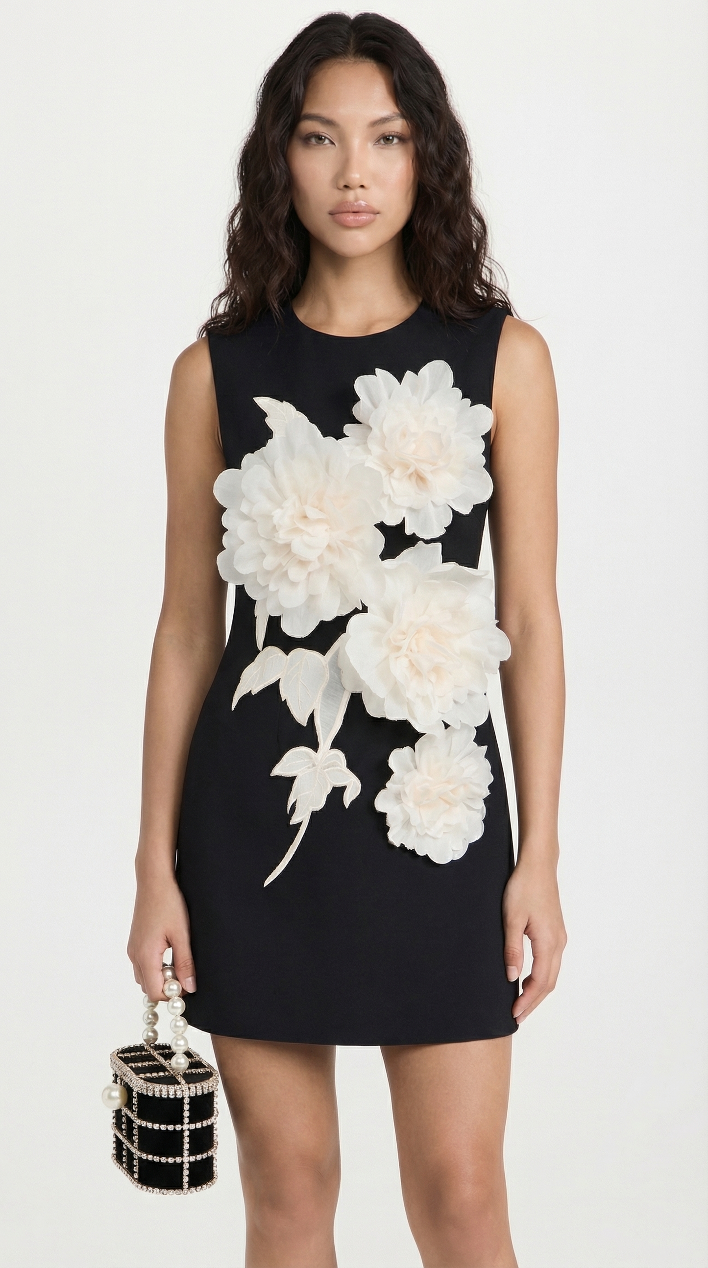 Three-Dimensional Floral Print Midi Dress