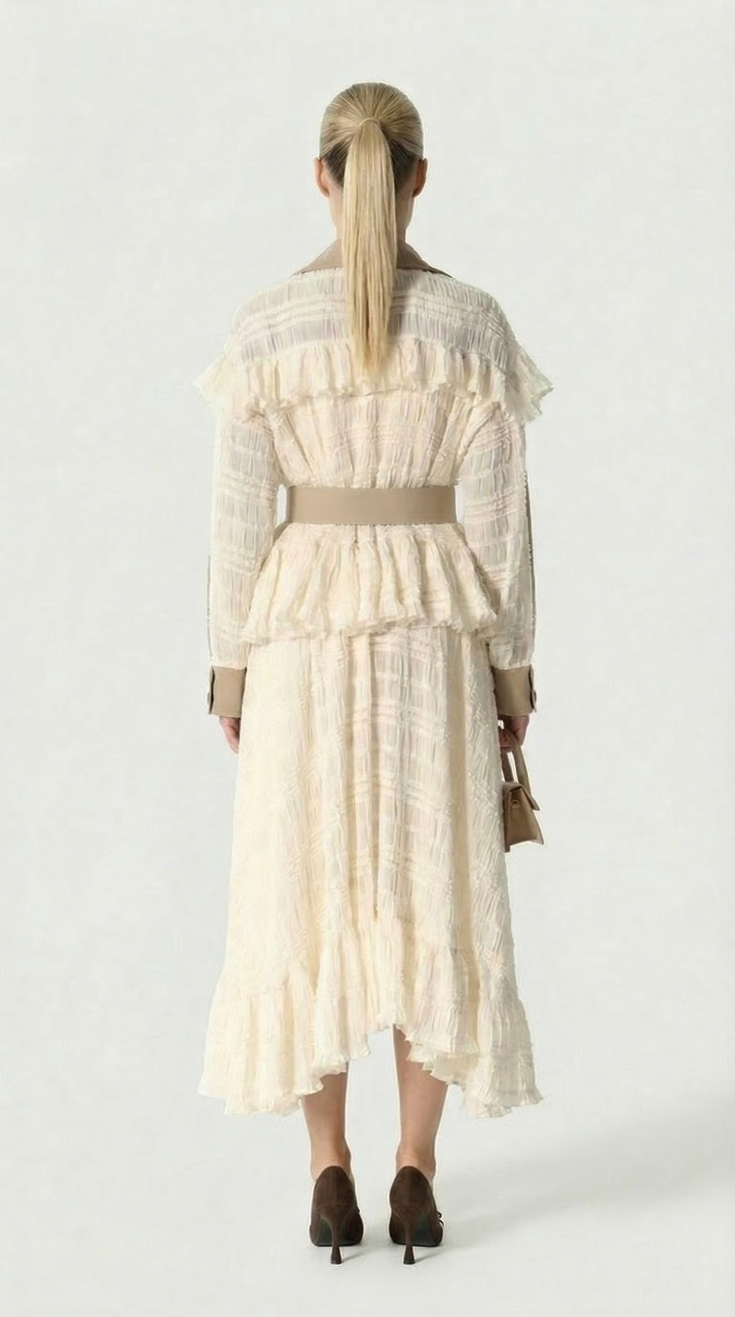 Irregular Lace Splicing Trench Coat