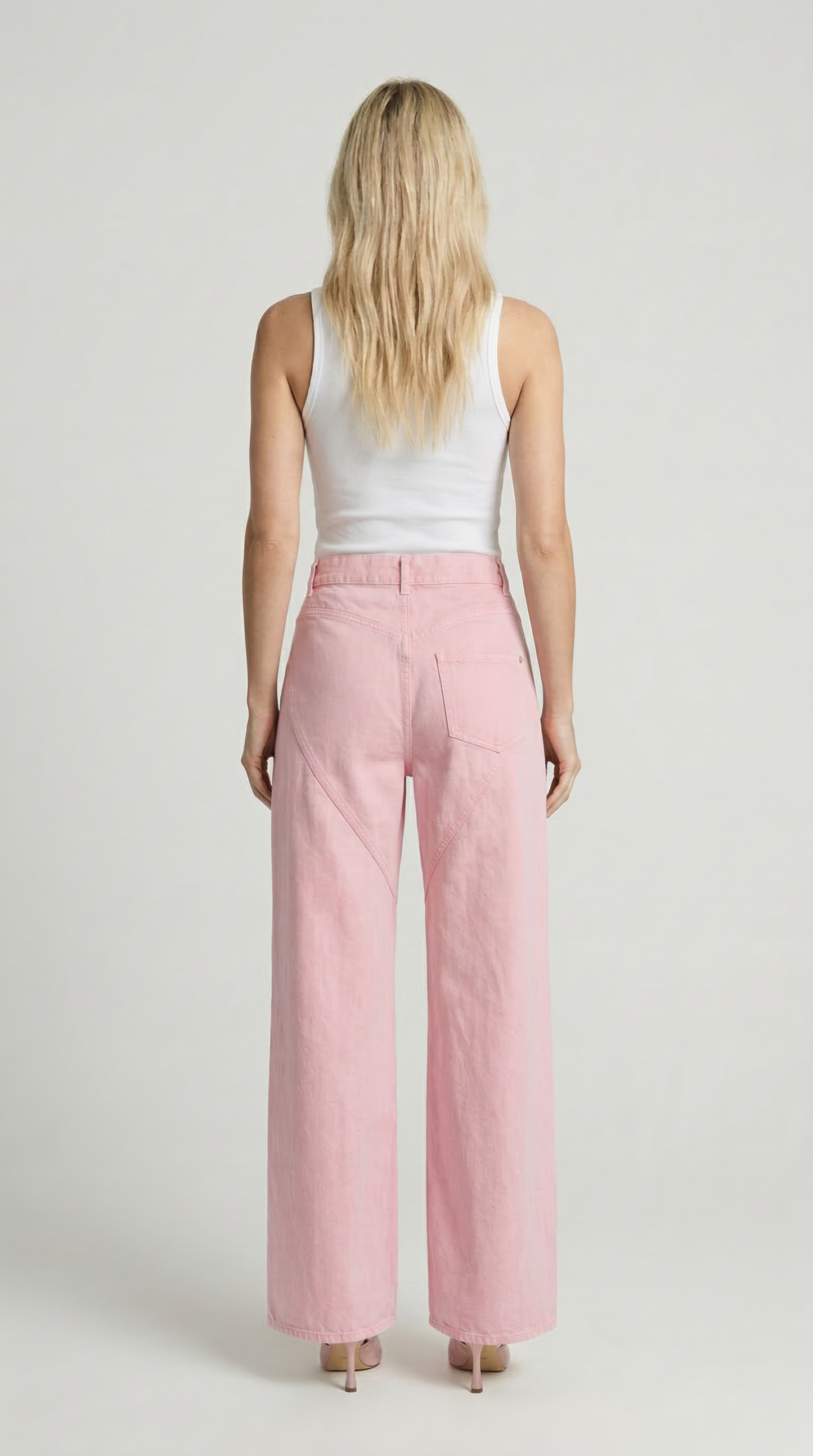 Spliced Diamond Wide-Leg Cotton Denim Jeans