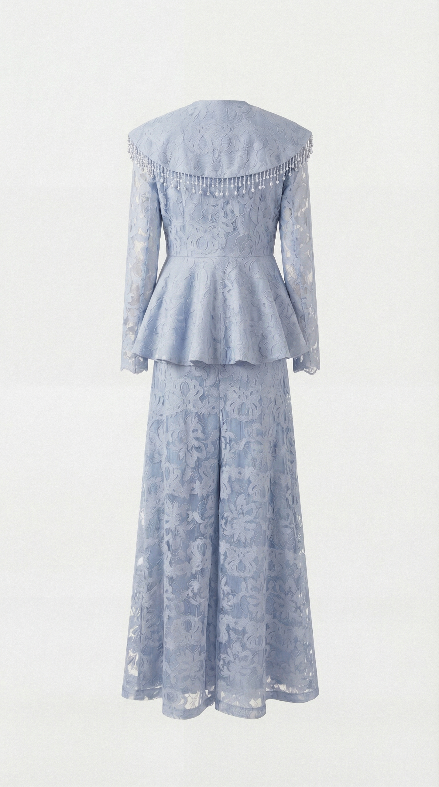 Blue Spliced Appliqué Tassel Set