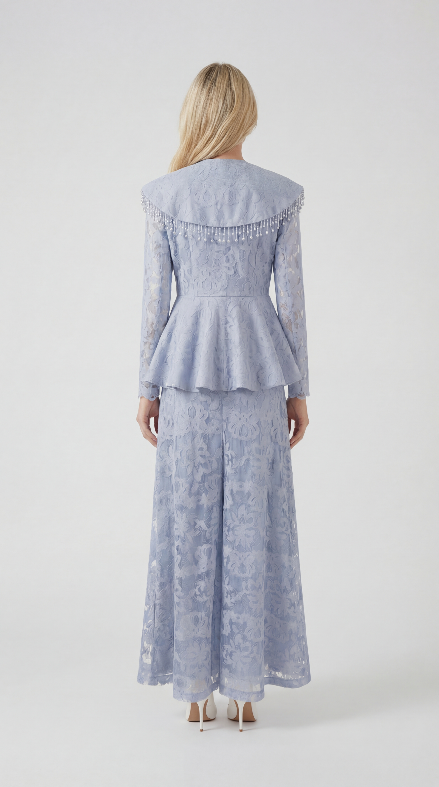 Blue Spliced Appliqué Tassel Set