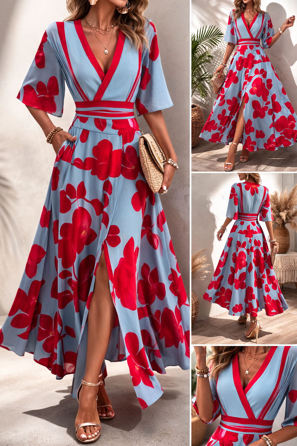 Floral V-Neck Spring Dress